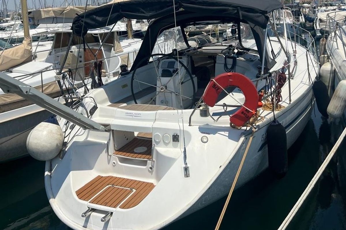 Exterior view of Limnos, a Bavaria 38 sailboat at Athens, Greece