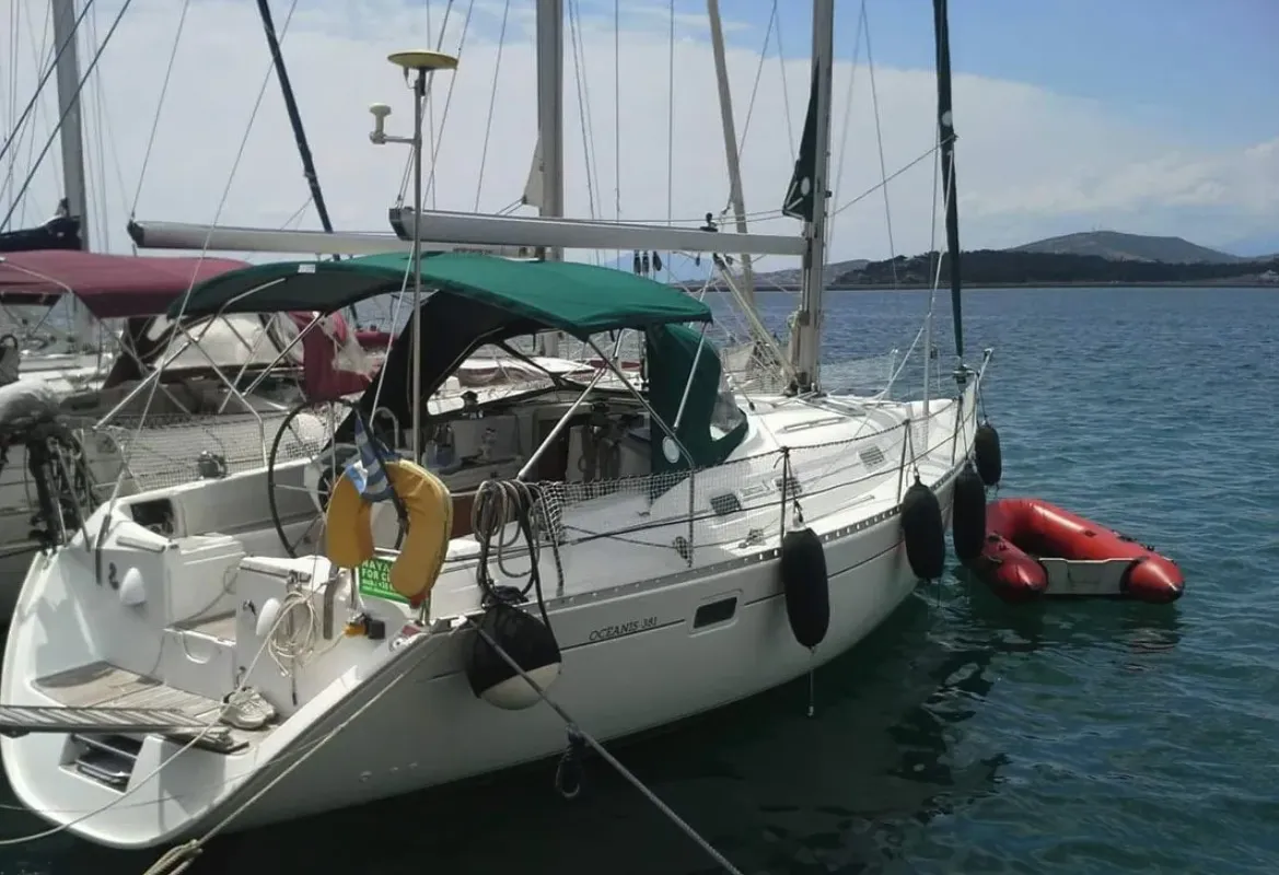 Exterior view of Kleio, a Beneteau Oceanis 381 sailboat at Volos Municipality, Greece