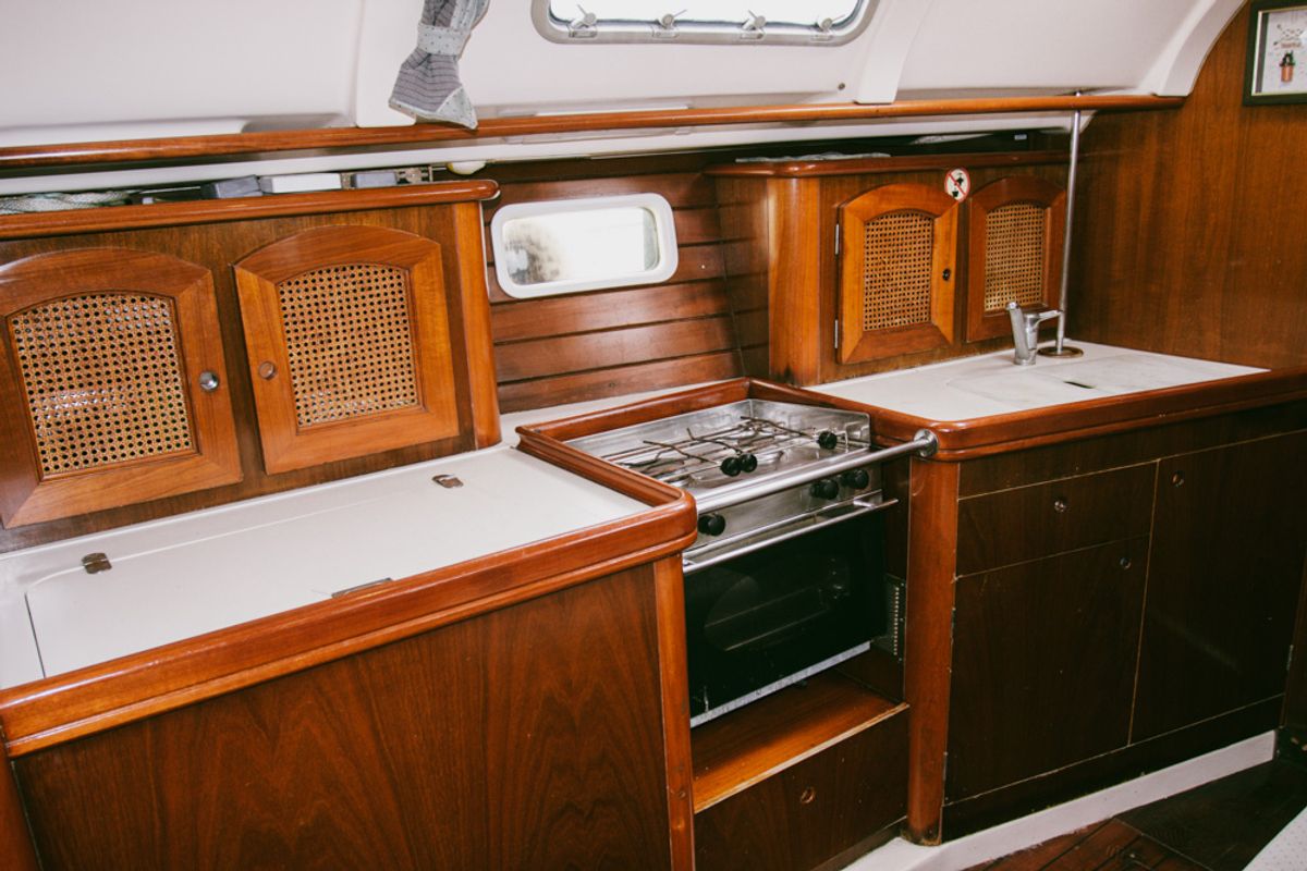 Galley of Kleio, a Beneteau Oceanis 381 sailboat at Volos Municipality, Greece