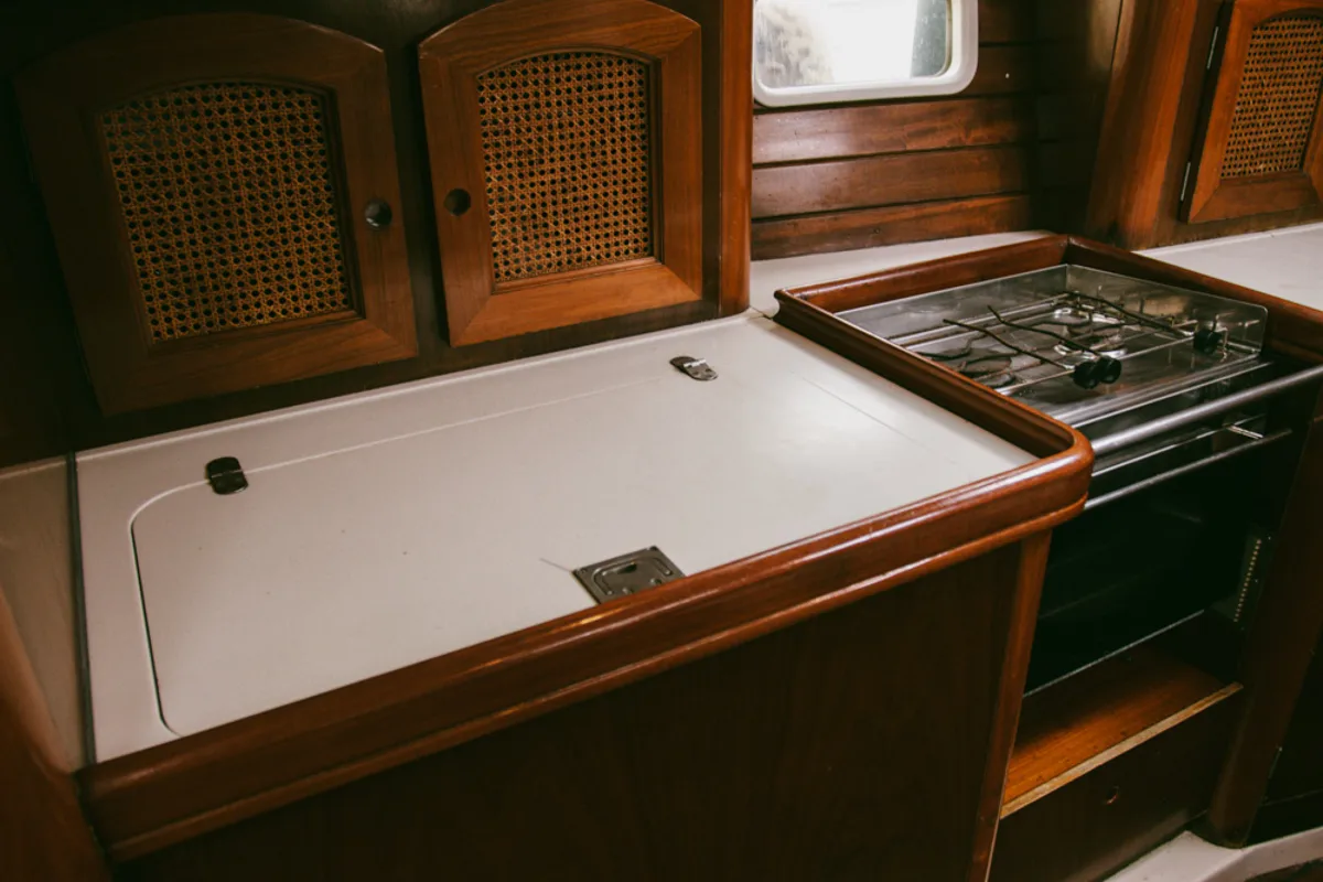 Galley of Kleio, a Beneteau Oceanis 381 sailboat at Volos Municipality, Greece