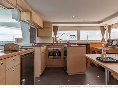 Galley of Arome, a Lagoon 450 Sport catamaran at Eden Island Marina, Seychelles