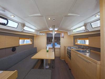 Salon of Summer Breeze 1, a Beneteau Oceanis 38.1 sailboat at Fethiye, Turkey