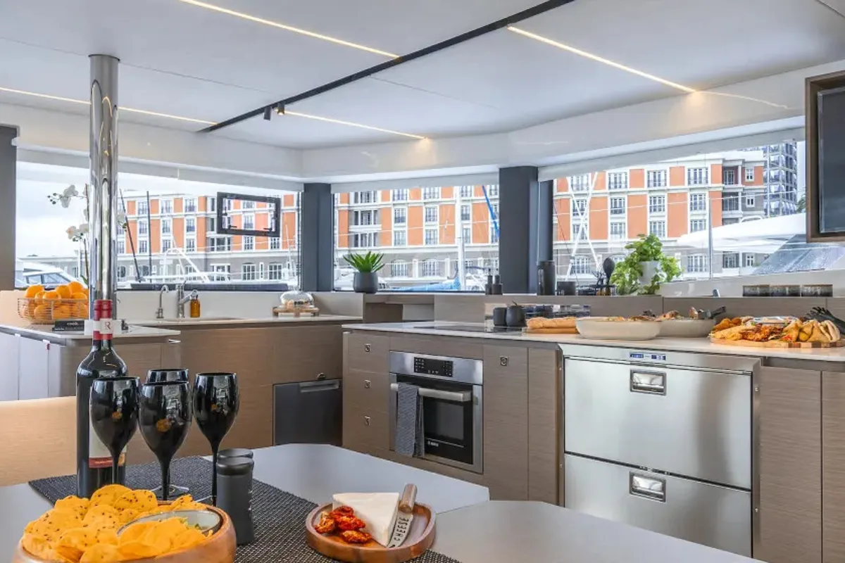 Galley of Moorings 4600 Exclusive Plus, a Gulet Moorings 4600 catamaran at Road Town, British Virgin Islands