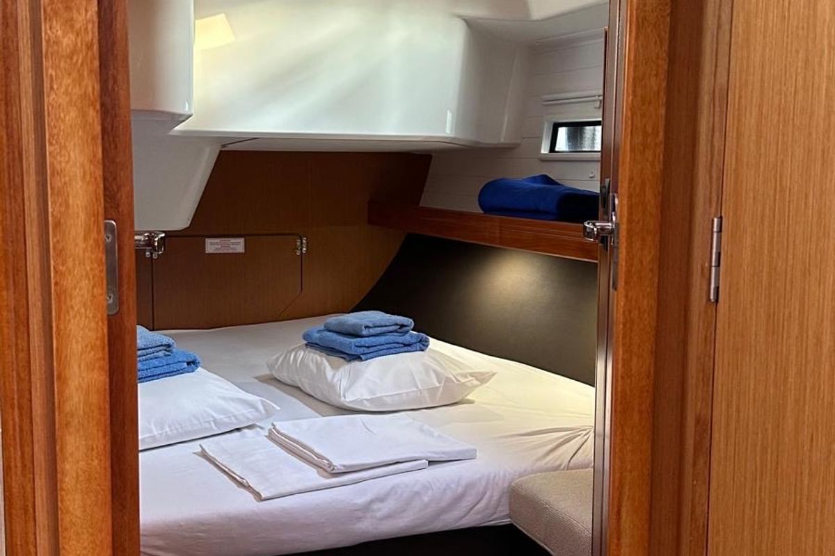 Cabin on Mango, a Bavaria Cruiser 51 sailboat at Fethiye, Turkey