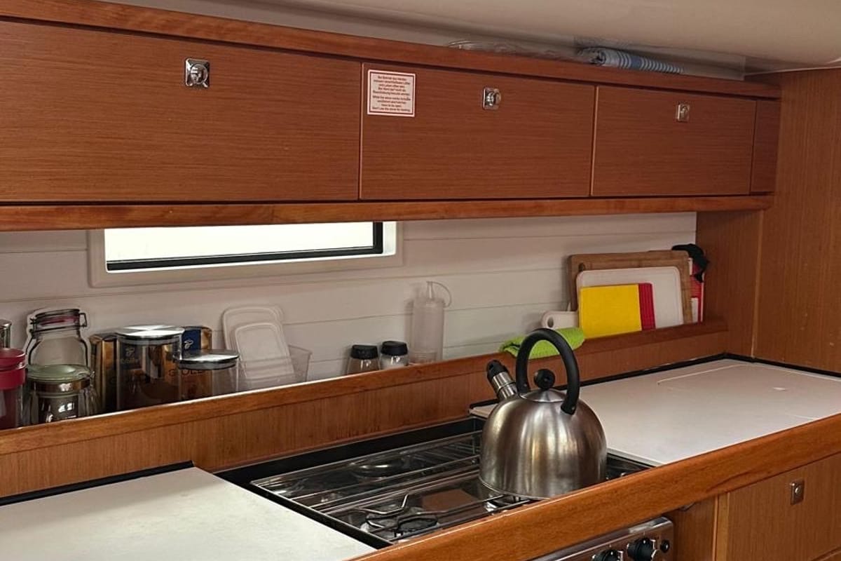 Galley of Mango, a Bavaria Cruiser 51 sailboat at Fethiye, Turkey