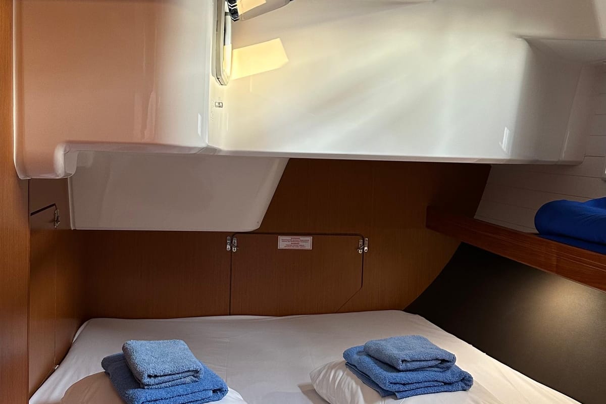 Cabin on Mango, a Bavaria Cruiser 51 sailboat at Fethiye, Turkey