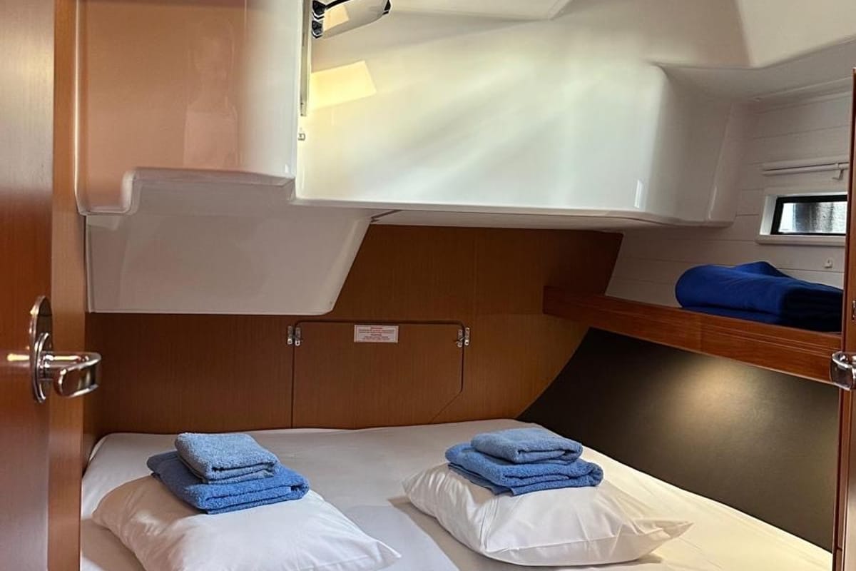 Cabin on Mango, a Bavaria Cruiser 51 sailboat at Fethiye, Turkey