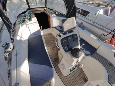 Cockpit of Altair, a Bavaria 36 sailboat at Fethiye, Turkey