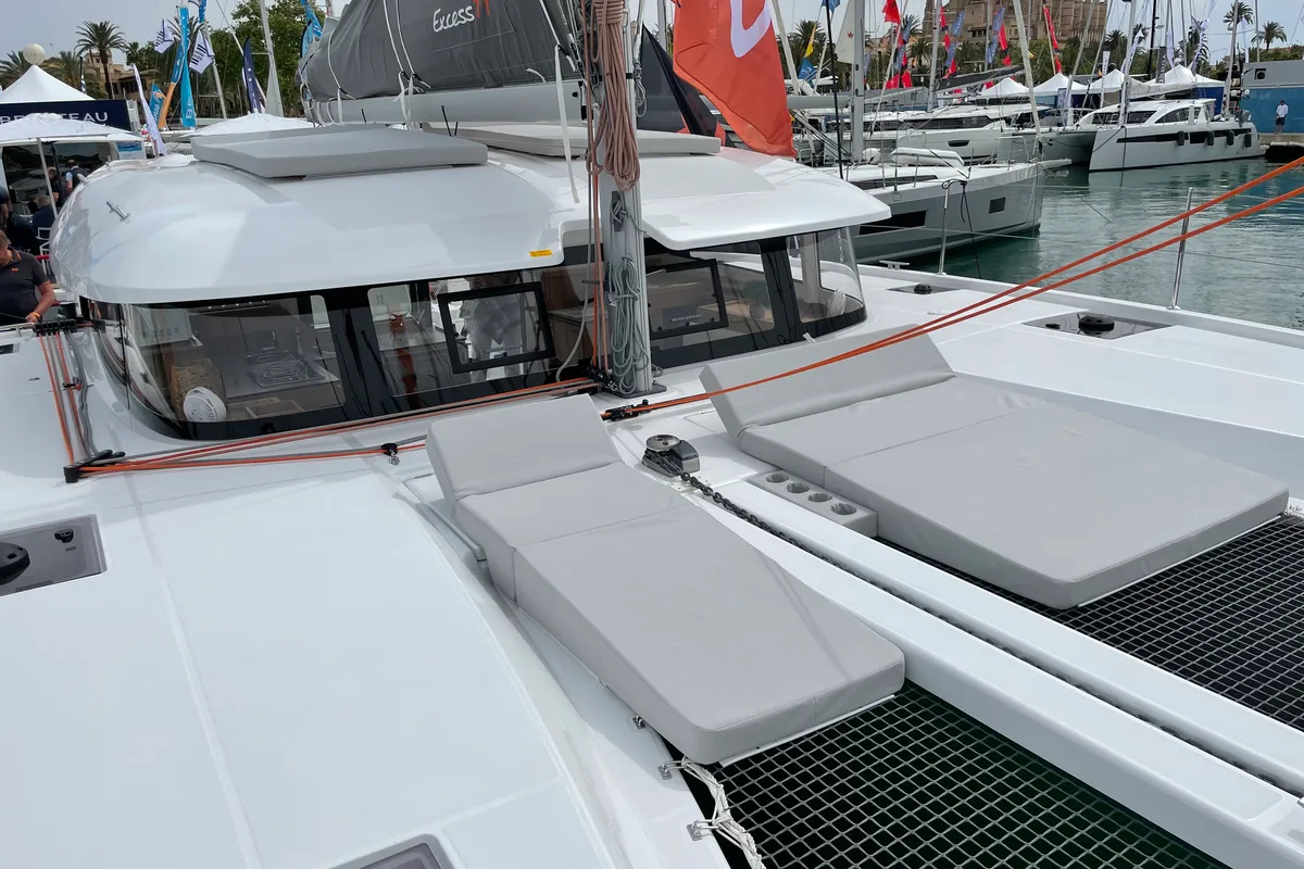Deck of Siesta, a Excess 11 catamaran at Ibiza, Spain