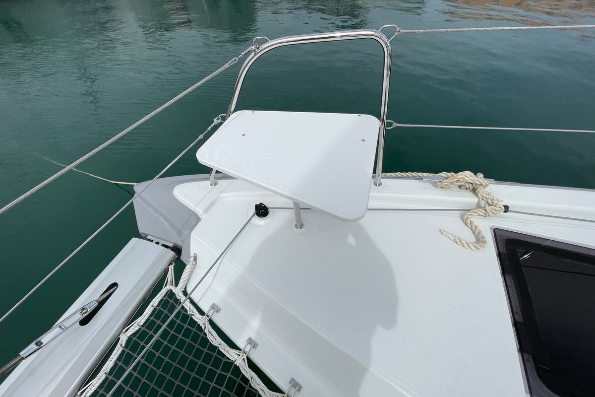 Deck of Siesta, a Excess 11 catamaran at Ibiza, Spain