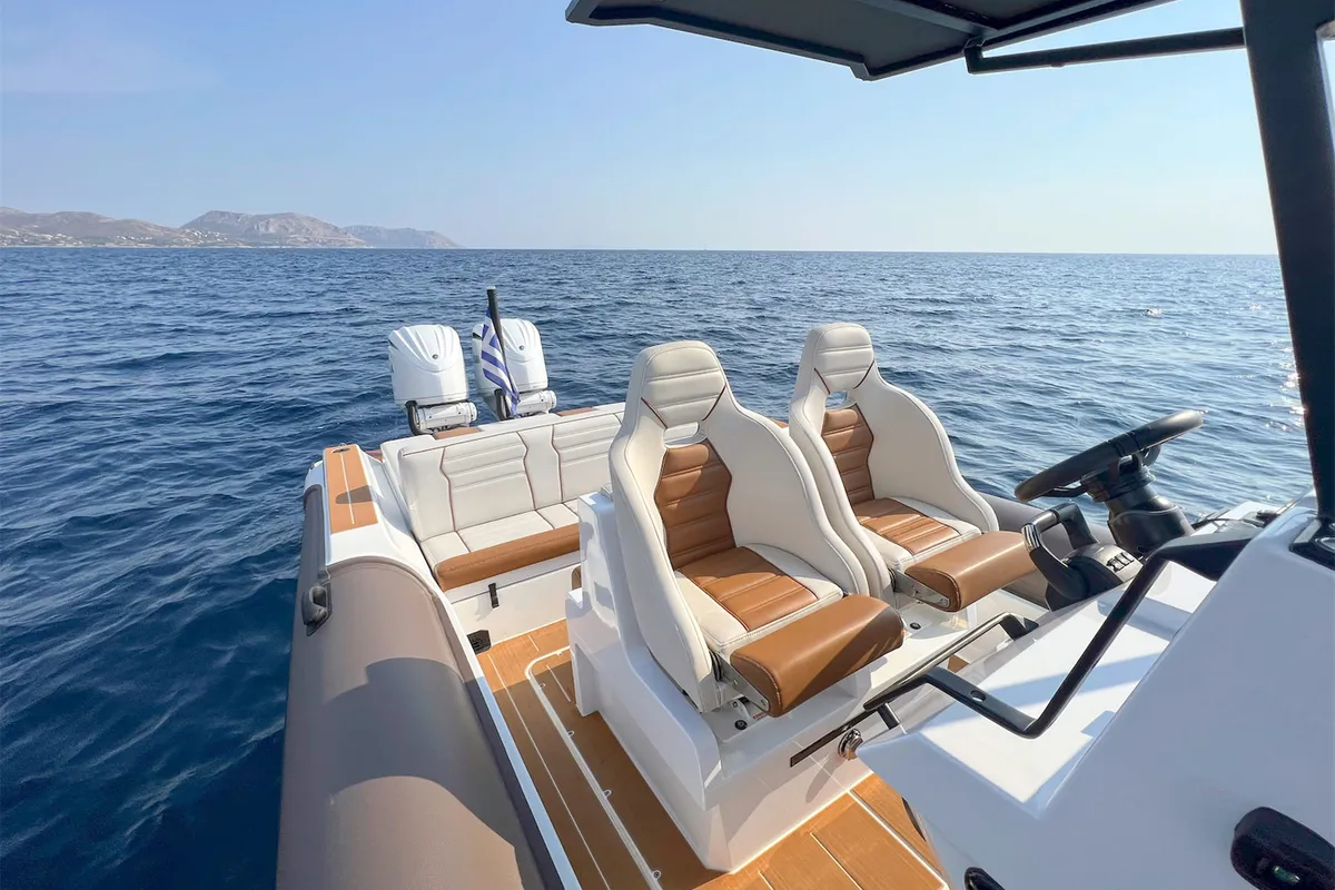 Deck of AELIA, a Gulet Rock Marine 36 motorboat at Municipality of Kalamata, Greece