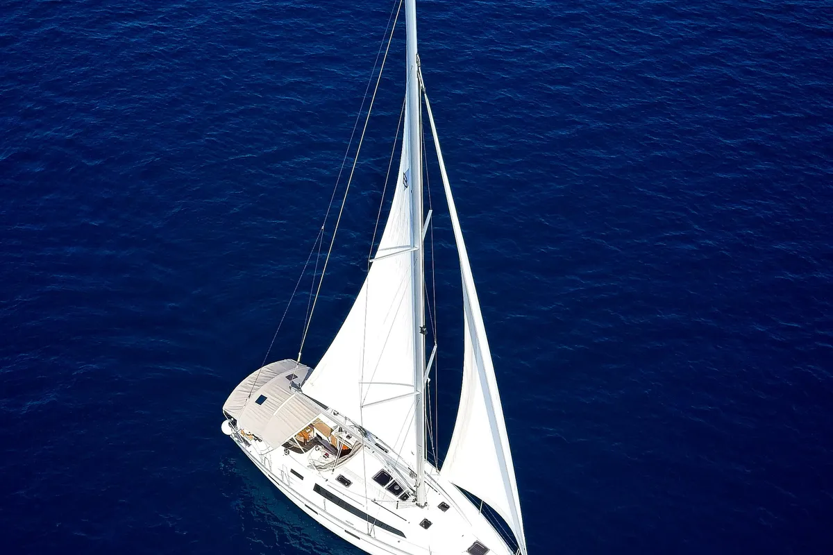 Exterior view of MH 68, a Bavaria Cruiser 41 sailboat at Murter, Croatia
