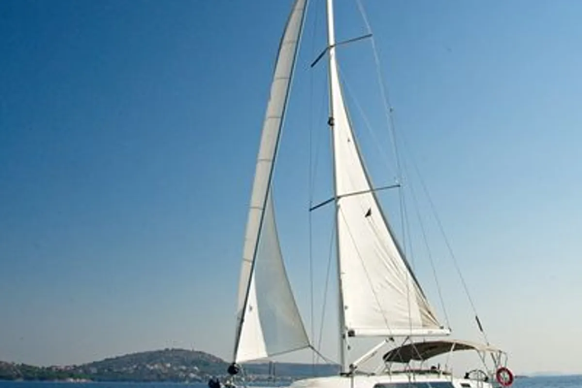 Exterior view of MH 68, a Bavaria Cruiser 41 sailboat at Murter, Croatia
