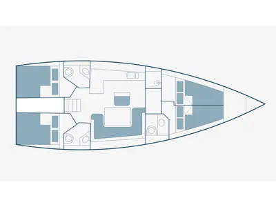 Floor plan of Konti, a Bavaria 46 sailboat at Pylaros Municipal Unit, Greece