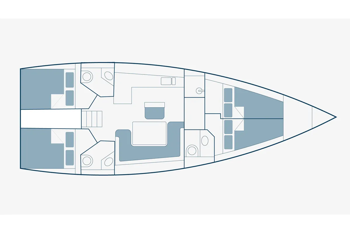 Floor plan of Konti, a Bavaria 46 sailboat at Pylaros Municipal Unit, Greece