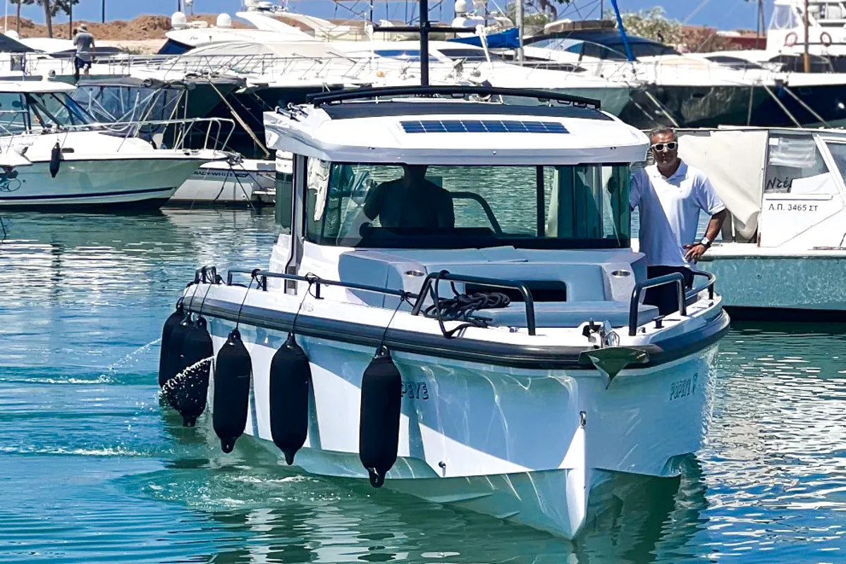 Exterior view of POPEYE, a Axopar 37 XC Cross Cabin motorboat at Anavissos Municipal Unit, Greece