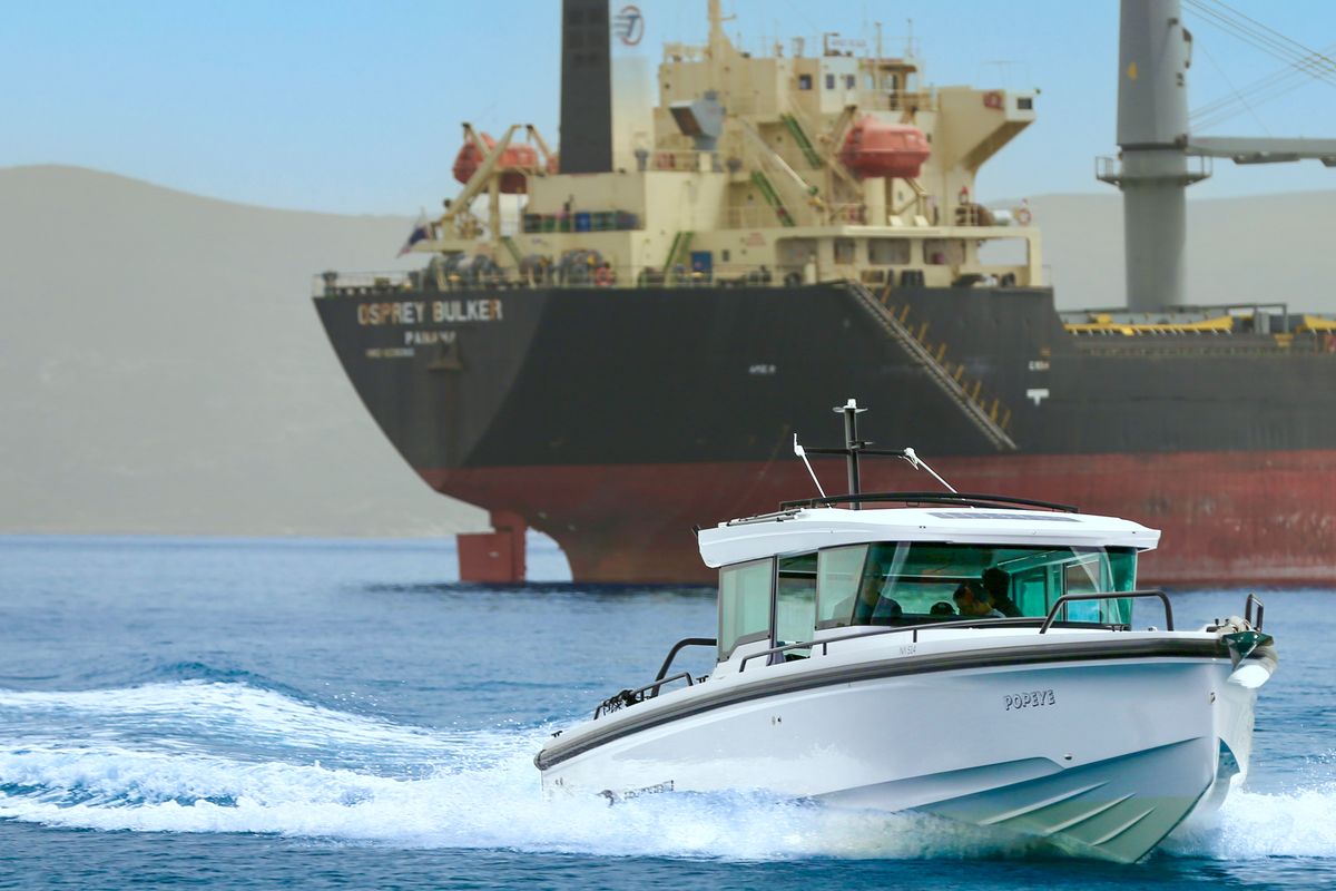 Exterior view of POPEYE, a Axopar 37 XC Cross Cabin motorboat at Anavissos Municipal Unit, Greece
