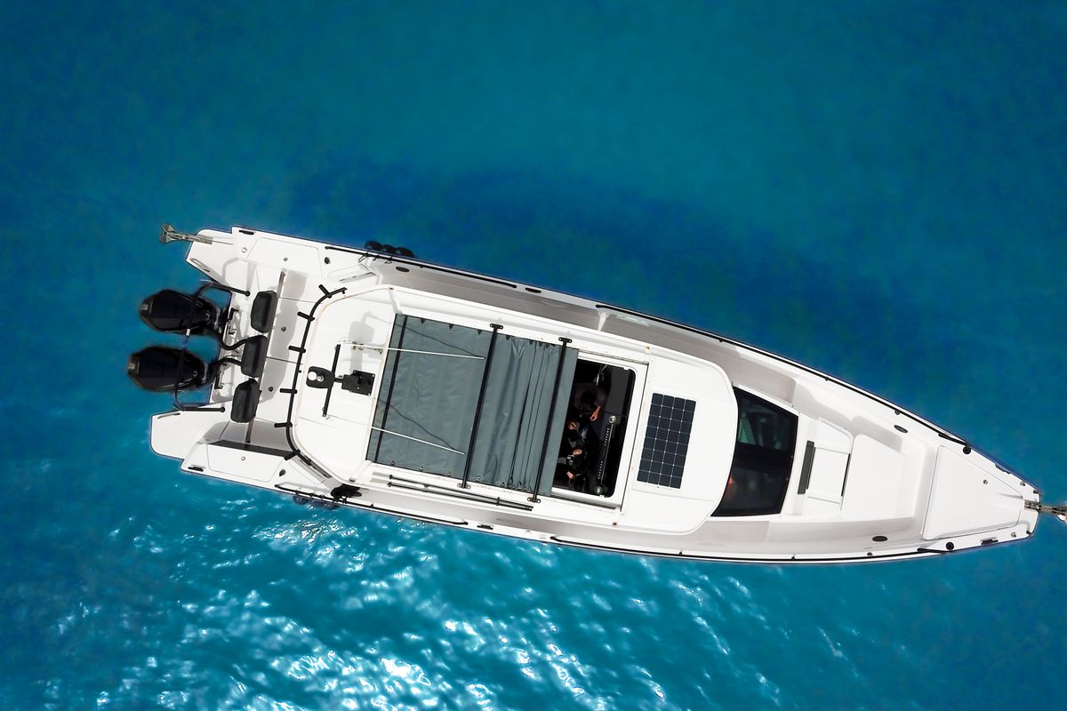 Exterior view of POPEYE, a Axopar 37 XC Cross Cabin motorboat at Anavissos Municipal Unit, Greece
