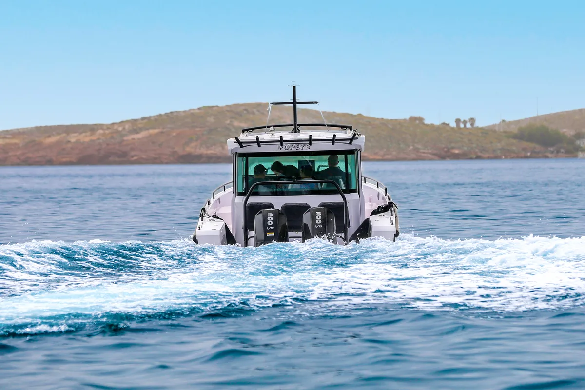 Exterior view of POPEYE, a Axopar 37 XC Cross Cabin motorboat at Anavissos Municipal Unit, Greece