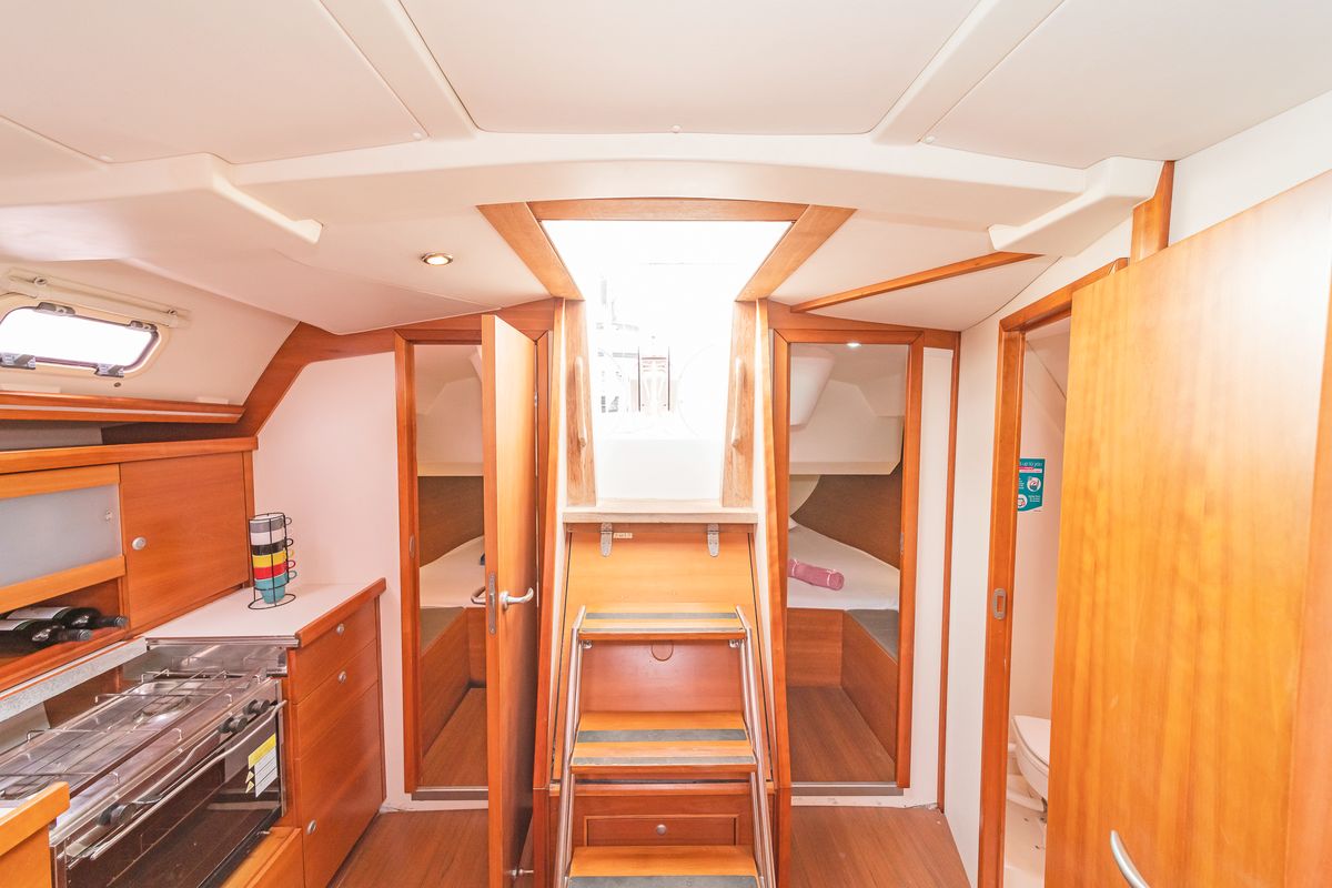 Galley of Tria S, a Hanse Yachts Hanse 430 sailboat at Kos, Greece