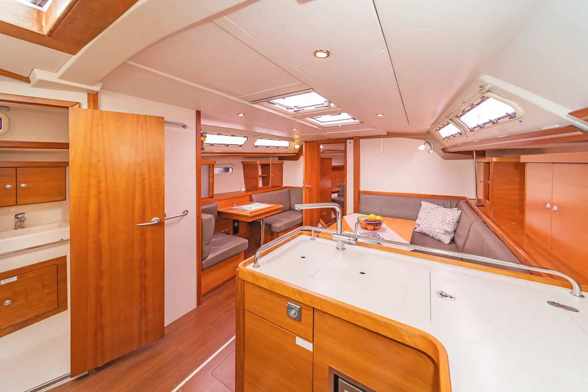 Galley of Tria S, a Hanse Yachts Hanse 430 sailboat at Kos, Greece