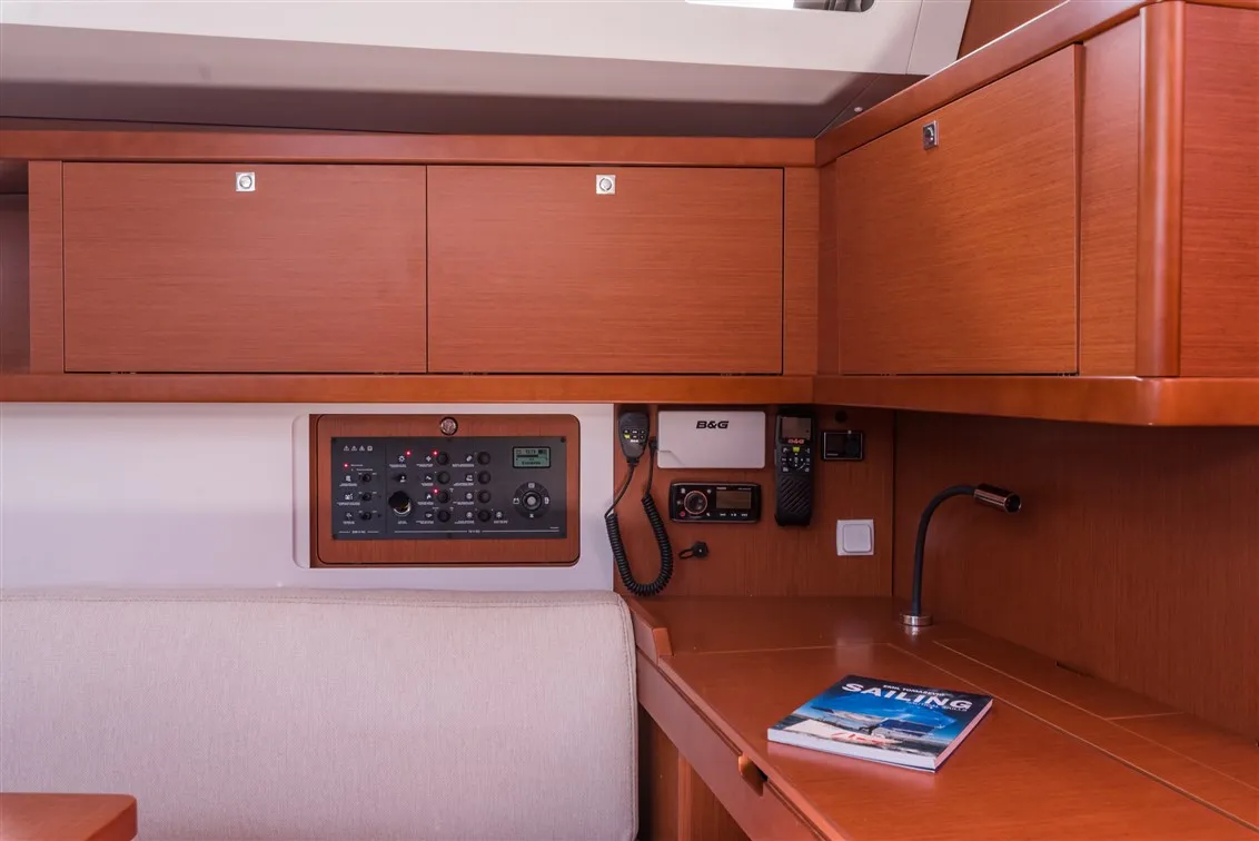 Salon of Mobula One, a Beneteau Oceanis 45 sailboat at Split, Croatia
