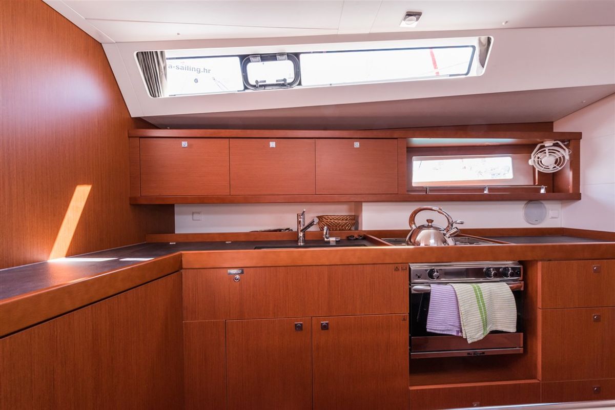 Galley of Mobula One, a Beneteau Oceanis 45 sailboat at Split, Croatia