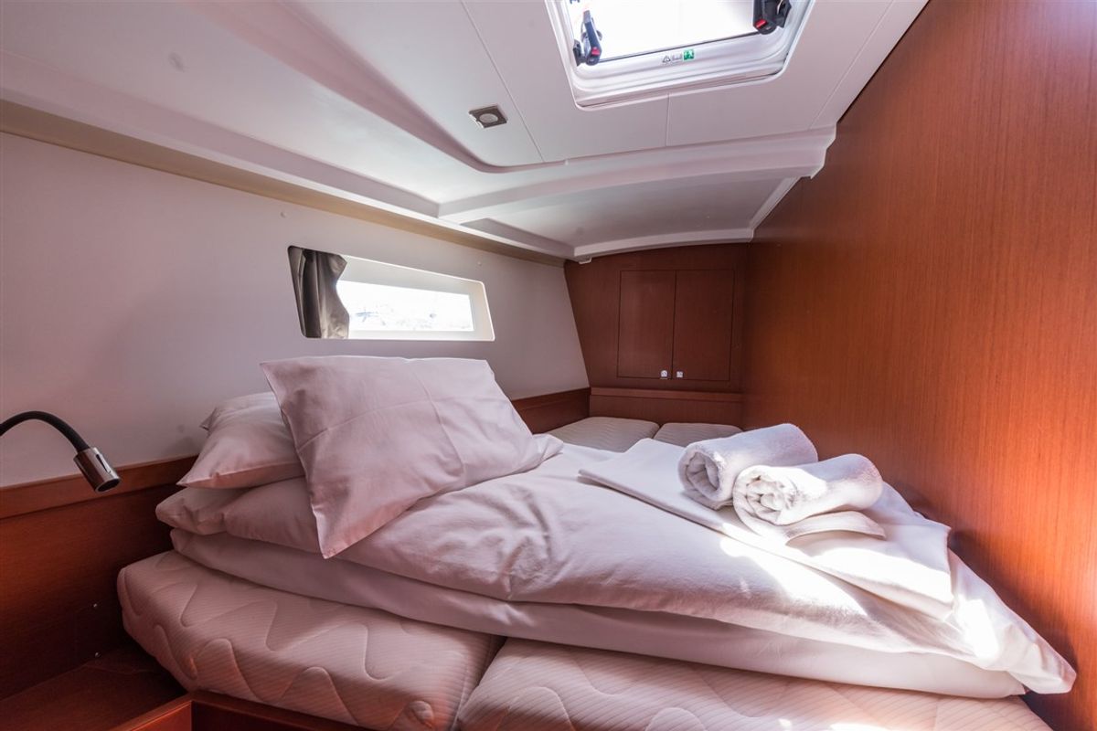Cabin on Mobula One, a Beneteau Oceanis 45 sailboat at Split, Croatia