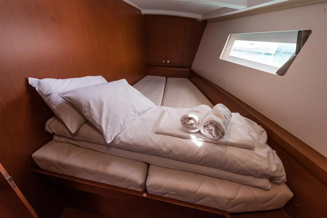 Cabin on Mobula One, a Beneteau Oceanis 45 sailboat at Split, Croatia