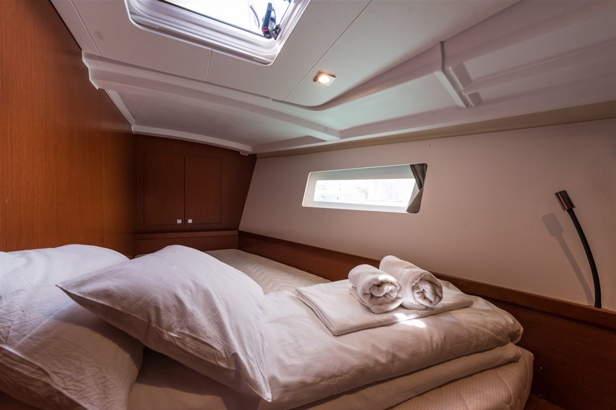Cabin on Mobula One, a Beneteau Oceanis 45 sailboat at Split, Croatia
