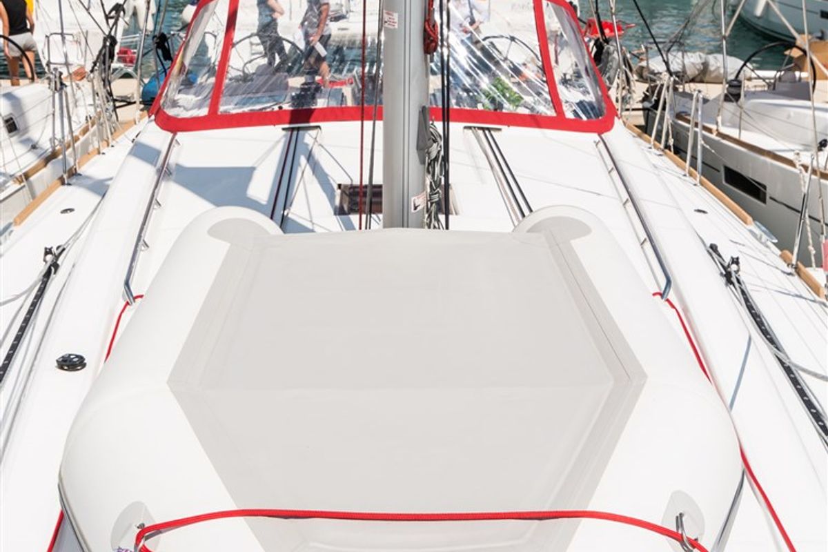 Deck of Mobula One, a Beneteau Oceanis 45 sailboat at Split, Croatia