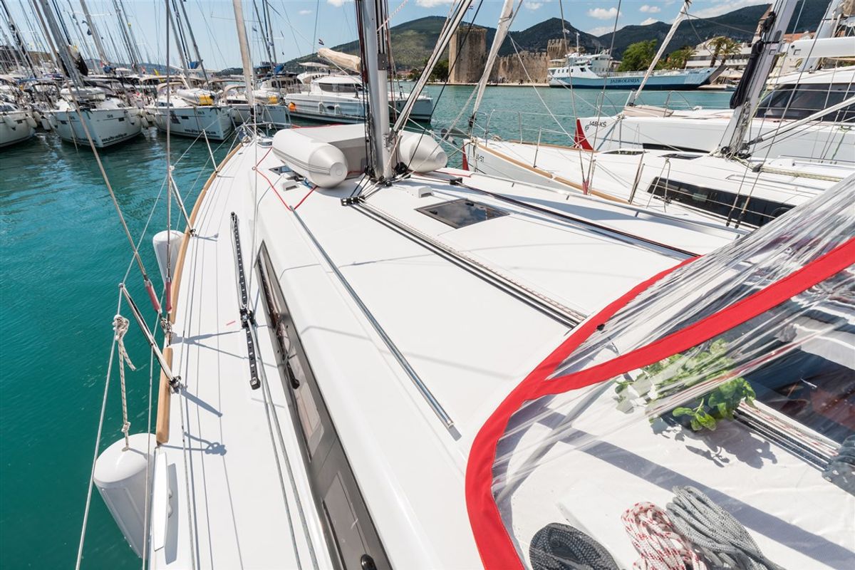 Deck of Mobula One, a Beneteau Oceanis 45 sailboat at Split, Croatia