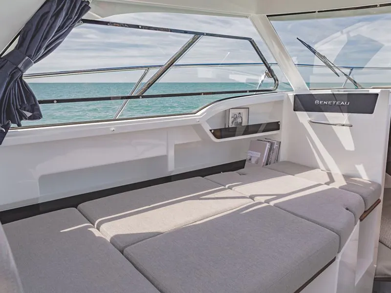 Salon of Lovre, a Beneteau Antares 8 OB motorboat at Grad Šibenik, Croatia