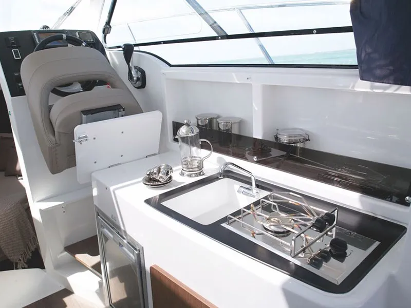 Galley of Lovre, a Beneteau Antares 8 OB motorboat at Grad Šibenik, Croatia