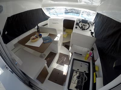 Salon of Lovre, a Beneteau Antares 8 OB motorboat at Grad Šibenik, Croatia