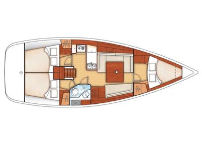 Floor plan of Ioanna, a Beneteau Oceanis 37 sailboat at Municipal Unit of Lefkada, Greece