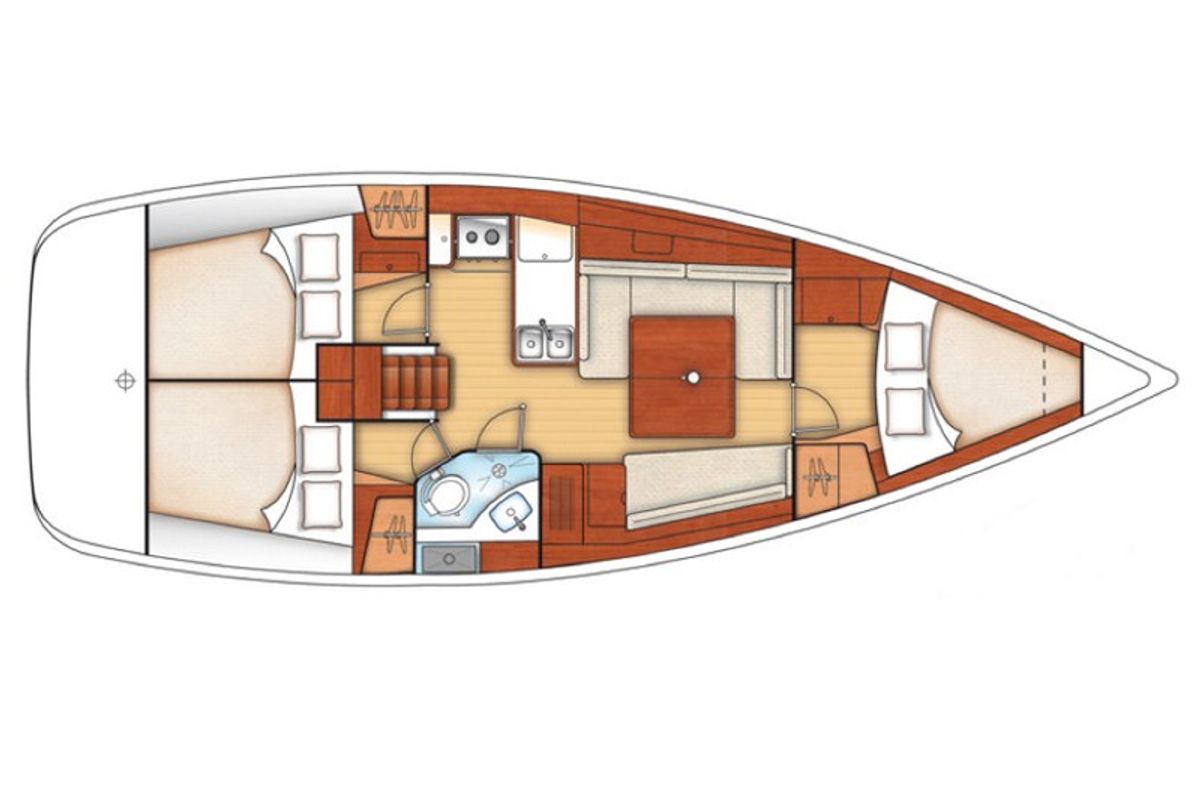Floor plan of Ioanna, a Beneteau Oceanis 37 sailboat at Municipal Unit of Lefkada, Greece