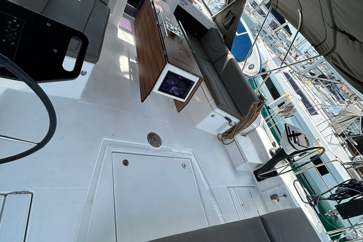 Deck of Energy, a Dufour 470 sailboat at Grad Vodice, Croatia