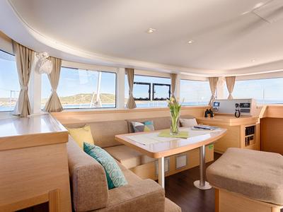Salon of Tethys, a Lagoon 42 catamaran at Municipal Unit of Lefkada, Greece