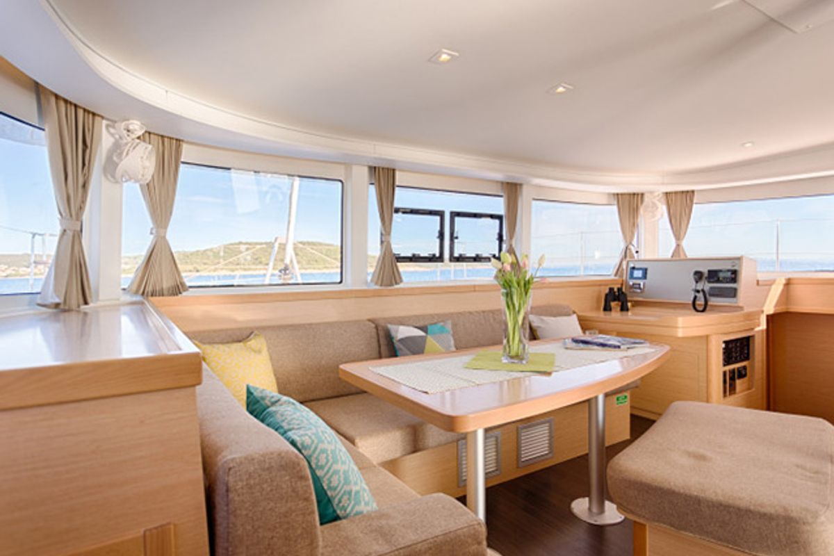 Salon of Tethys, a Lagoon 42 catamaran at Municipal Unit of Lefkada, Greece