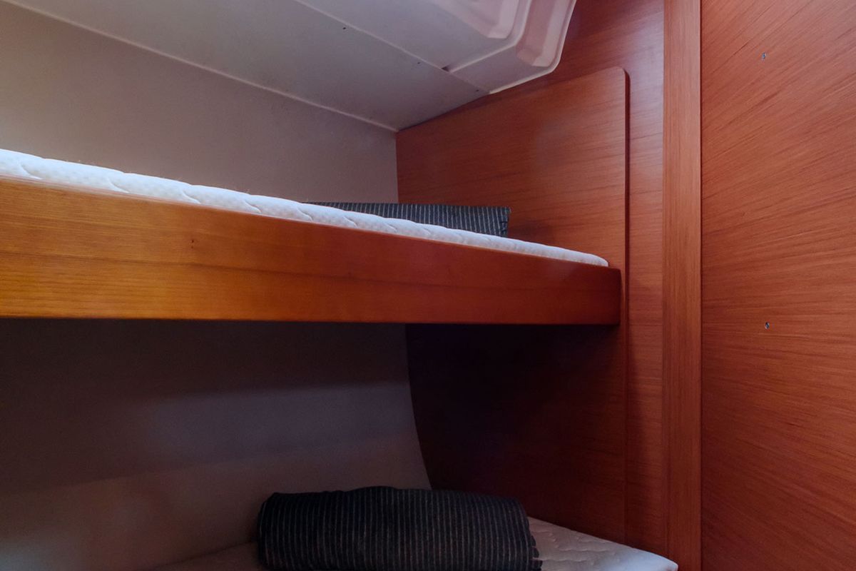 Cabin on Dione, a Dufour 470 sailboat at Cannigione, Italy