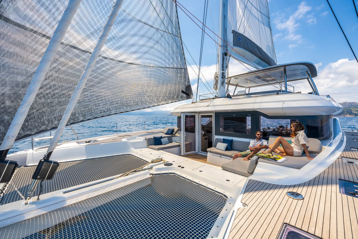 Exterior view of SAILUXE - Pac-one, a Lagoon 60 catamaran at Capo d'Orlando, Italy