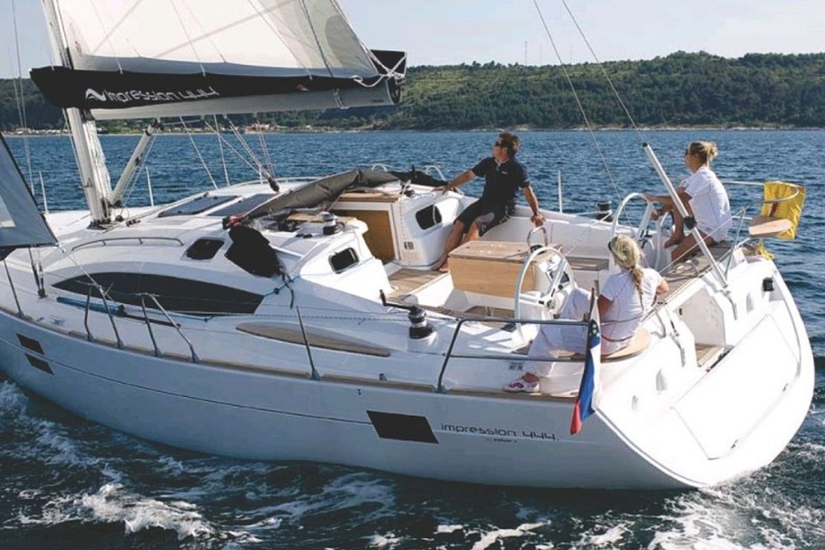 Exterior view of Marta X, a Elan 444 Impression sailboat at Grad Šibenik, Croatia