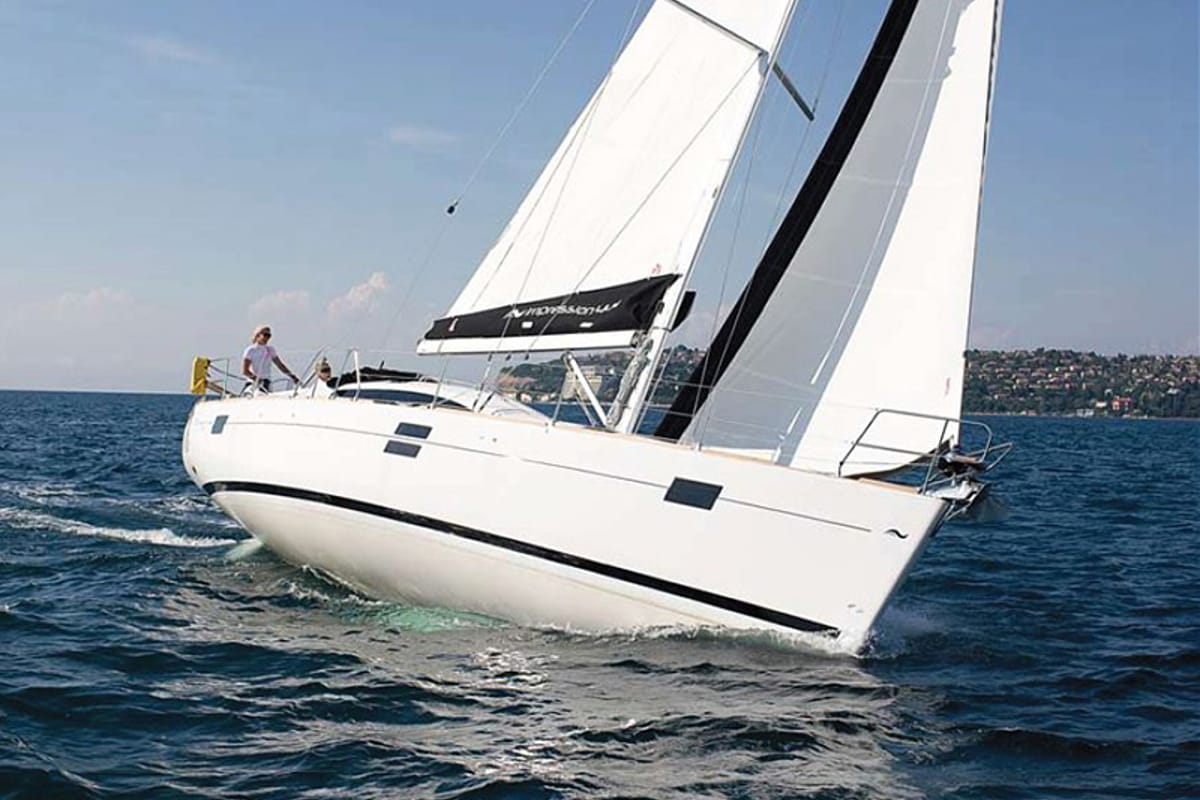 Exterior view of Marta X, a Elan 444 Impression sailboat at Grad Šibenik, Croatia