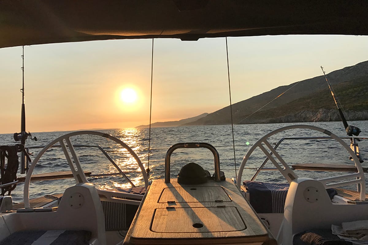 Cockpit of Marta X, a Elan 444 Impression sailboat at Grad Šibenik, Croatia