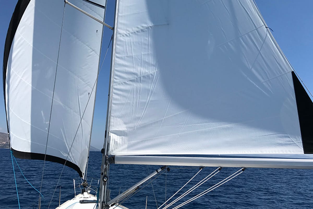 Exterior view of Marta X, a Elan 444 Impression sailboat at Grad Šibenik, Croatia