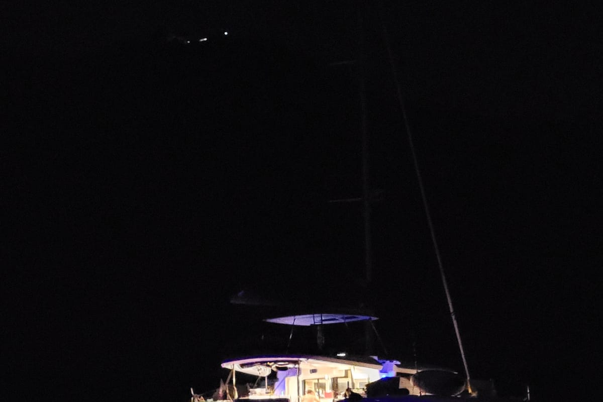 Exterior view of Good Vibes, a Lagoon 46 catamaran at Figari/Golfo Aranci, Italy