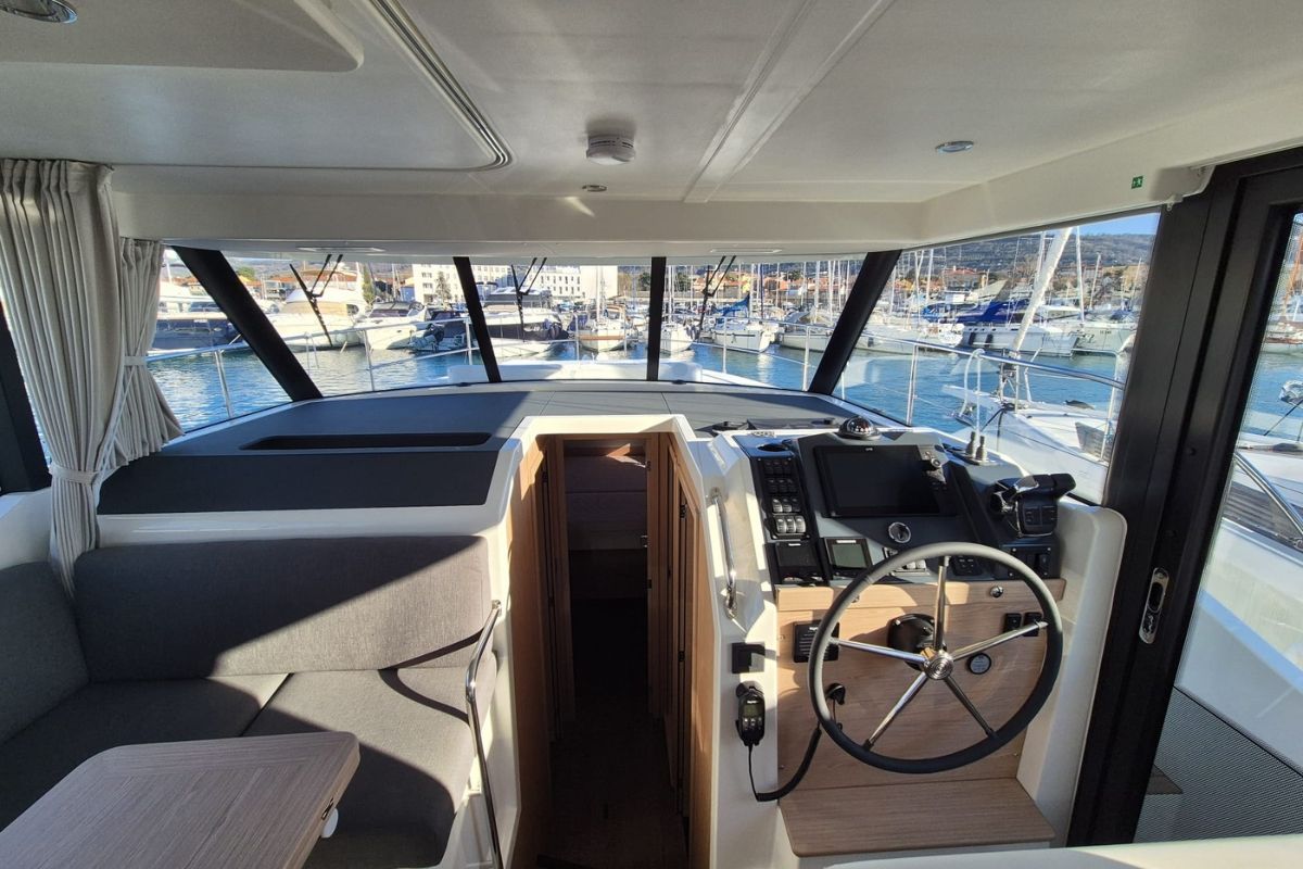 Cockpit of Swift Home, a Beneteau Swift Trawler 41 yacht at Pirovac, Croatia