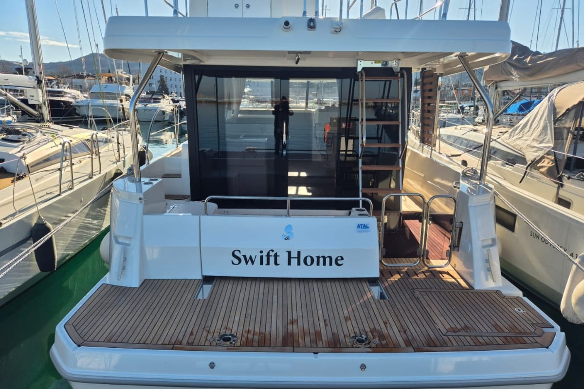 Exterior view of Swift Home, a Beneteau Swift Trawler 41 yacht at Pirovac, Croatia