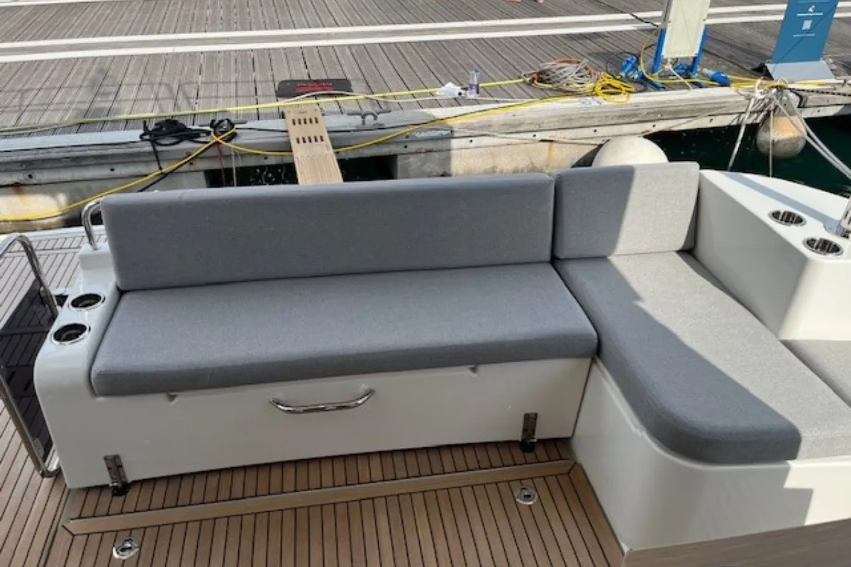Deck of Swift Home, a Beneteau Swift Trawler 41 yacht at Pirovac, Croatia